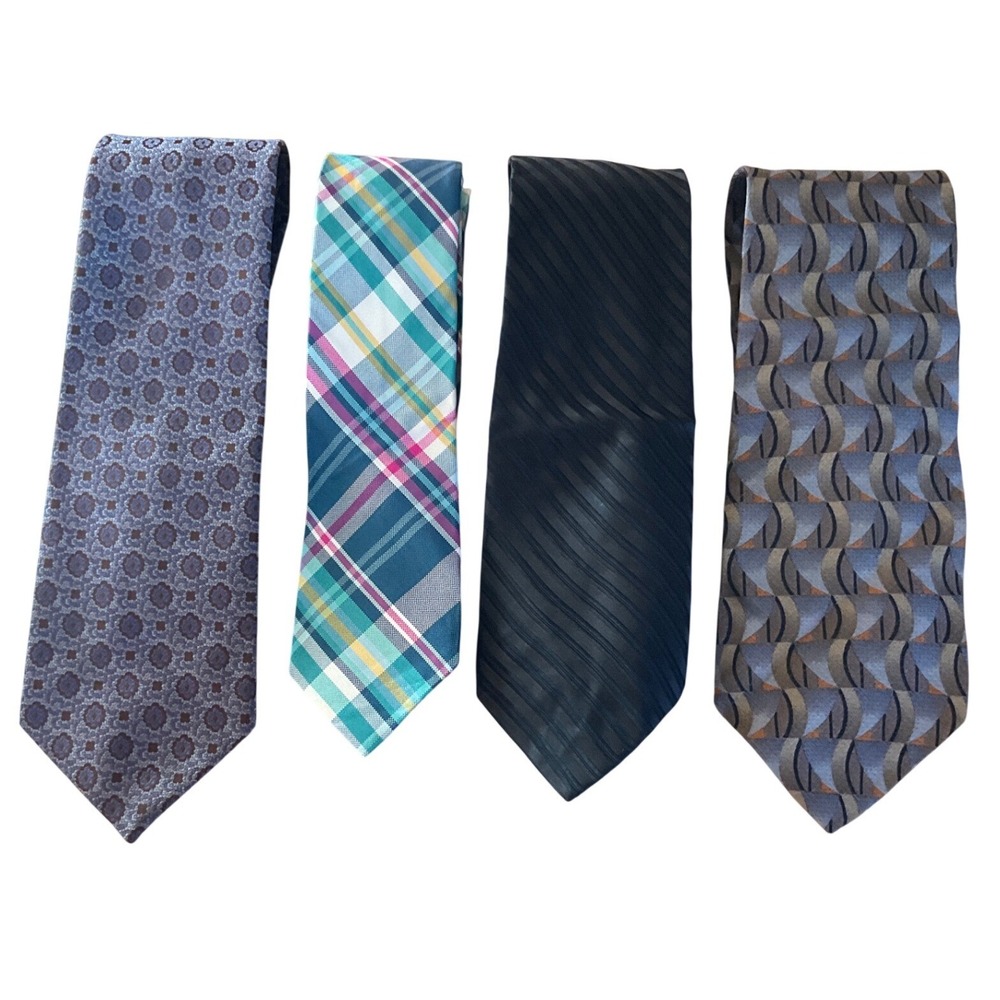 VTG Mixed Brand Necktie Lot Plaid Geometric Silk Professional Dapper Formal